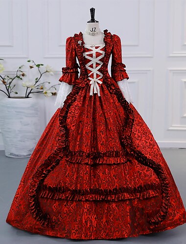  Gótico Victoriano Inspirado en la vendimia Vestidos Ropa de Fiesta Vestido de fiesta de graduación Princesa Shakespeare Color sólido Vestido de Gala Mujer Víspera de Todos los Santos Carnaval día de