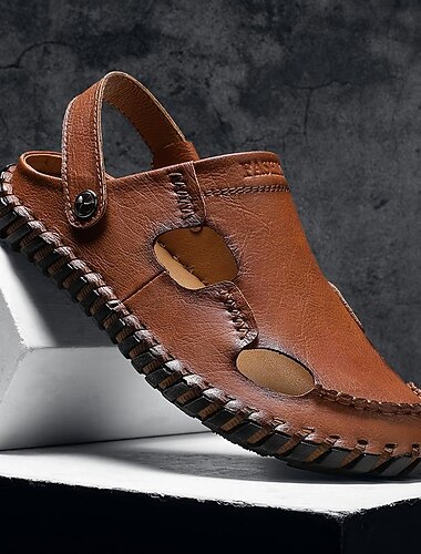  Herren Sandalen Flache Sandalen Modische Sandalen Hausschuhe im Freien Handgefertigte Schuhe Wanderschuhe Brautkleider schlicht Strand Design Täglich Büro & Karriere Nappaleder Fliegendes Weben