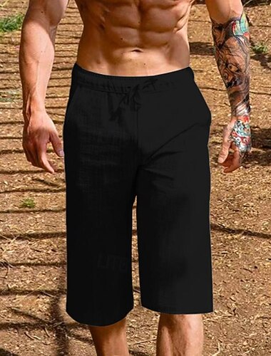  Per uomo Pantaloncini Estivi Shorts da Spiaggia Tasca Coulisse Elastico in vita Semplice Comodità Traspirante Lunghezza al ginocchio Vacanza Ferie Spiaggia Hawaiano Boho Nero Bianco