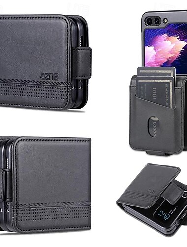  telefon Carcasă Pro Samsung Galaxy Z Flip 7 Z Flip 6 Z Flip 5 Z Flip 4 Z Flip 3 Flip Cover Ochrana celého těla Slot pro kartu Nárazuvzdorné Retro PC PU kůže
