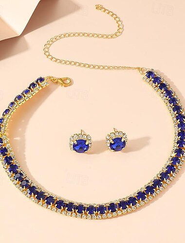  Schmuckset 3 Stück Strass Aleación Ohrringe Halsketten Damen Elegant Vintage Modisch Geometrisch Geometrische Form Schmuck-Set Für Hochzeit Jahrestag kleid hochzeitsgast