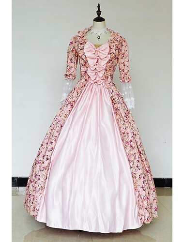  Rokoko Barock Viktorianisch Bodenlang Kleid Abschlussballkleid Trompetenärmel Prinzessin Braut Ballkleid Halloween Karneval Maskerade Leistung Hochzeit Karneval von Venedig Kleid