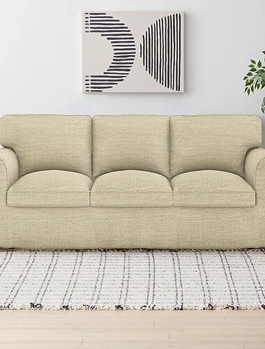  EKTORP 3-seat Sofa Cover 20% Linen Breathing Solid Color Quilted Cotton and Linen Slipcovers