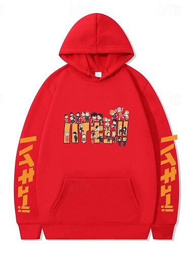  Haikyuu Hanorac cu Glugă Desen animat Înapoi la Școală Anime Buzunar frontal Grafică Pentru Pentru cupluri Bărbați Pentru femei Adulți Carnaval Mascaradă Ștanțare la cald Casul / Zilnic