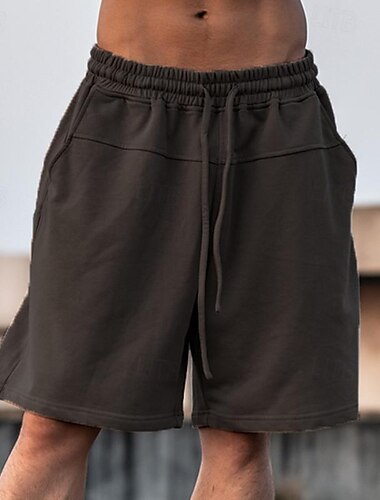  Herren Sweatshorts Kurze Hose Shorts Kurze Hosen Bermudas Kordelzug Elastische Taille Glatt Komfort Sport Knielänge Outdoor Täglich Modisch Strassenmode Schwarz Khaki Mikro-elastisch