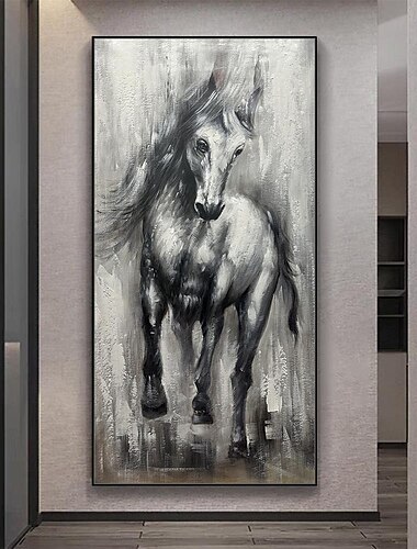  Mintura pinturas al óleo de caballos hechas a mano sobre lienzo, decoración de arte de la pared, imagen de animal abstracta moderna para decoración del hogar, pintura enrollada sin marco y sin estirar