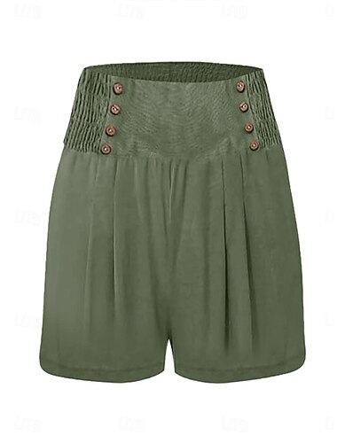  Damen Leinen-inspirierte Shorts Chinos Shorts Basic Lässig Kurz Hohe Taille Einfach Tasche Hoher Schnitt Atmungsaktivität Weich Mikroelastisch Alltagstauglich Wochenende Wein Schwarz Weiß Himmelblau