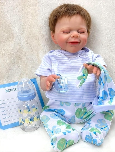  18 pouce Poupée Reborn Jouet pour Bébé & Nourrisson Poupée Reborn Toddler Poupée Poupée bébé Reborn Bébé Avril Nouveau née réaliste Cadeau Vinyle W-03 cadeaux noël enfant avec vêtements et accessoires