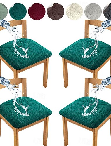  4 stücke Stuhlhussen wasserdichte esszimmerstuhl abdeckung hocker stuhl abdeckung jacquard blätter hussen