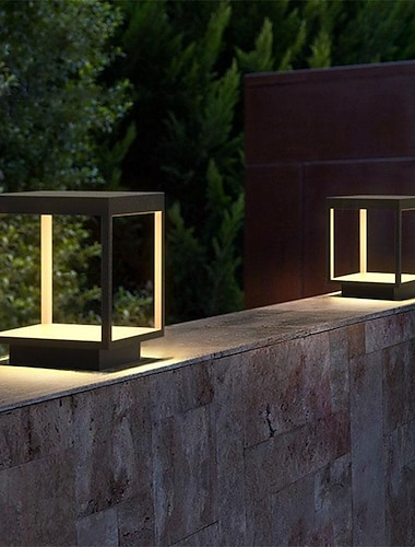  kolomlamp waterdichte buitenpostverlichtingsarmaturen, zuilverlichting buiten, ip65 vierkante zuilverlichting buiten waterdichte aluminium glazen paalverlichtingsarmaturen buitenzuilverlichting villa