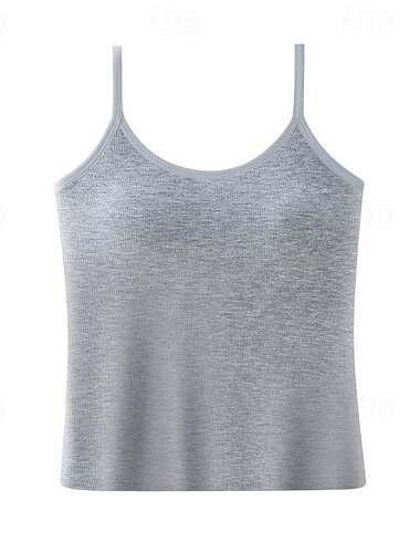  Débardeur féminin basique sans manches régulier col rond blanc marron gris d'été