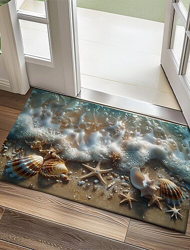  Strandmuscheln Fußmatte Küchenmatte Bodenmatte rutschfester Flächenteppich Ölbeständiger Teppich Indoor Outdoor Matte Schlafzimmer Dekor Badezimmermatte Eingangsteppich
