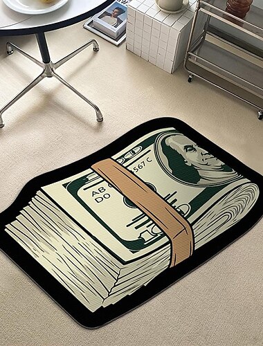  Dollarschein-Teppich, Kunstgeld, kreativer Teppich, gemütlicher weicher Schlafzimmerteppich, Nachttischteppich, Wohnzimmer-Dekorationsteppich, rutschfeste, saugfähige Fußmatten
