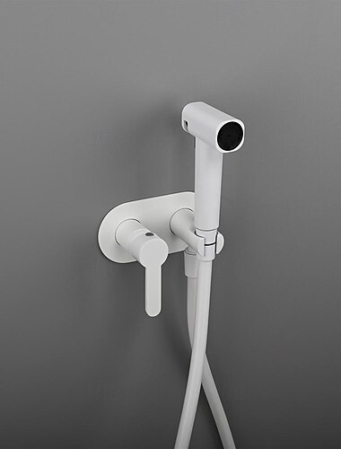  Gebürstetes graues Bidet-Sprühset, Wand-Bidet-Dusche, heißes und kaltes Bidet, Badezimmer, massives Messing, Shattaf-Duscharmatur, Mischbatterie