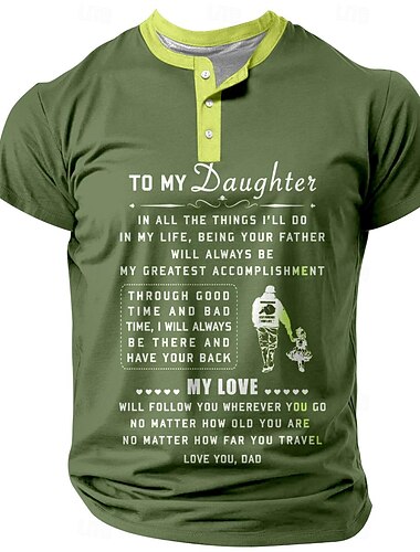  Papa Shirts Vader En Dochter Naar Dochter Heren T-shirt T-shirt Henley Shirt Nummer Henley Kleding 3D Print Vakantie Uitgaan Korte Mouw Print Klassiek Casual