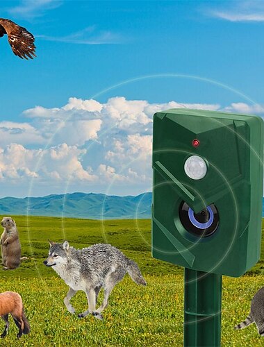  solarbetriebener Ultraschall-Tierabwehr - wasserdichtes Abwehrmittel mit Bewegungssensor für Katzen, Hunde, Vögel und Wildtiere im Garten &draußen