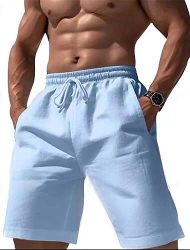  Bărbați Pantaloni Scurți Pantaloni scurți din in Pantaloni scurți de vară Buzunar Cordon Talie elastică Simplu Confort Respirabil Scurt Casual Zilnic Concediu Modă Stil Clasic Negru Alb