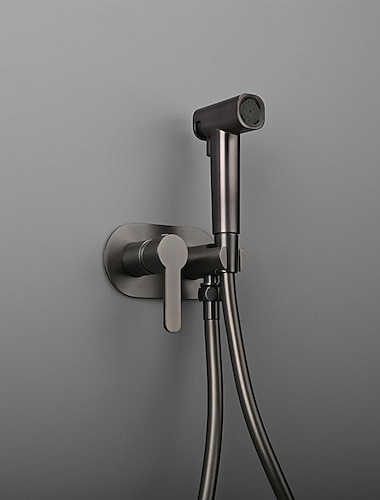  Ensemble de pulvérisateur de bidet gris brossé, douche de bidet mural, bidet chaud et froid, salle de bains, robinet de douche shattaf en laiton massif, robinet mitigeur