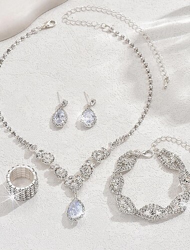  Schmuckset 5 Stück Strass Aleación Haken Ohrringe Halsketten Armbänder Damen Elegant Modisch Zierlich Geometrisch Geometrische Form Schmuck-Set Für Hochzeit Party Jahrestag