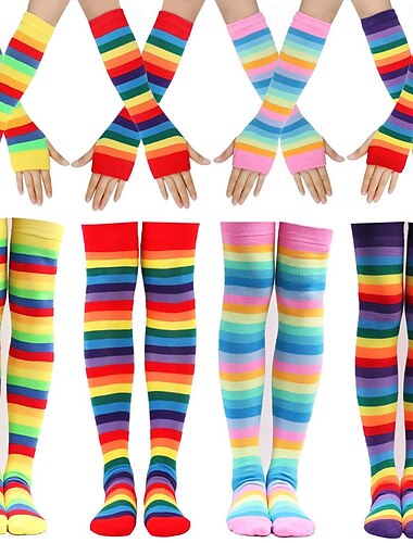  LGBTQ Arco iris Guantes Calcetines y Medias Adulto Mujer Homosexuales lesbiana Desfile del orgullo Mes del Orgullo Mascarada Disfraz de carnaval fácil
