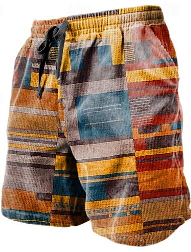  Herr Grafisk Färgblock Rand Shorts Sommarshorts Beach Shorts Medium Midja Streetwear Hawaiisk Designer Ledigt Dagligen Helgdag Snörning Elastisk midja 3D-utskrift Designer Kläder