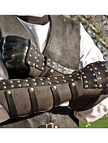  Medeltida kostymer Renässans Steampunk Cosplay-kostym Vapen och Rustning Maskerad Ren Faire Krigare Viking Korsfarare Bågskytte Herr Dam Viking Halloween Maskerad Prestanda Scen LARP Vuxna bracers