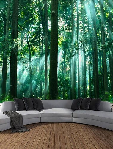  bosgroen hangend tapijt kunst aan de muur groot tapijt muurschildering decor foto achtergrond deken gordijn thuis slaapkamer woonkamer decoratie