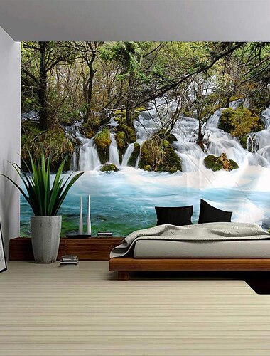  Wasserfall Landschaft Wandteppich Wand Kunst große Wandteppich Wandbild Dekor Fotografie Hintergrund Decke Vorhang Haus Schlafzimmer Wohnzimmer Dekoration Wandtuch XXL Natur
