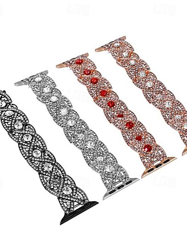  Bransoletka z biżuterią Kompatybilny z Pasek do zegarka Apple Watch 38mm 40mm 41mm 42mm 44mm 45mm 49mm Błyszczący Błyszczący Diament Luksusowy Stop Stras Wymienny pasek do zegarka na iwatch Ultra 2