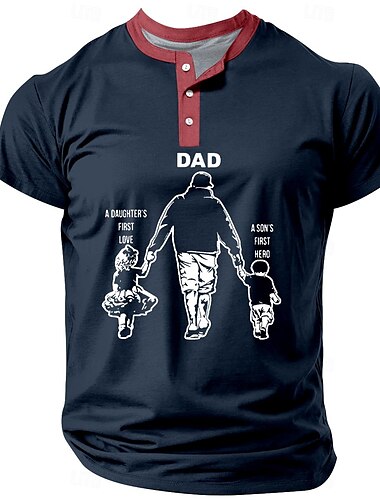  Papa Shirts Dad And Daughter And Son Men'S T Shirt Tee Henley Shirt Number Henley Clothing Apparel 3D Print Holiday Going Out Short Sleeve Print Classic Casual