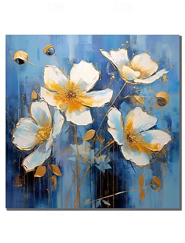  pintura al óleo hecha a mano pintada a mano arte de la pared cuadrado impresión flores lienzo pintura decoración del hogar decoración marco estirado listo para colgar