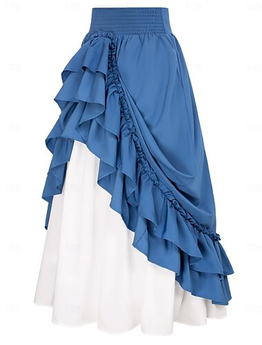  Punk & Gothic Mittelalterlich Renaissance Rock Cosplay Kostüm Maxirock Ren Faire Einfarbig Damen Keltisch Seeräuber Fantasie Halloween Karneval Maskerade Karneval Alltagstauglich Erwachsene Rock