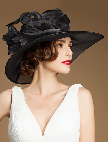  Fascinator-Hüte aus Organza-Eisseide, Schlapphut, Sonnenhut, Hochzeits-Teeparty, elegante Hochzeit mit Federn, floraler Kopfschmuck, Kopfbedeckung