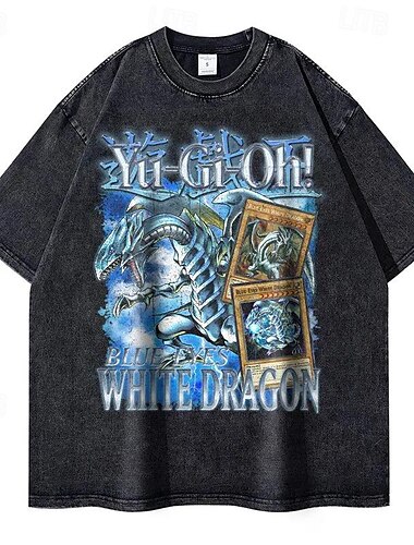  Yu-Gi-Oh! Κοντομάνικο Μπλουζάκι με πλυμένο οξύ μεγάλου μεγέθους Στάμπα Γραφικό Για Για Ζευγάρια Ανδρικά Γυναικεία Ενηλίκων Απόκριες Μασκάρεμα Hot Stamping Δρόμος Καθημερινά