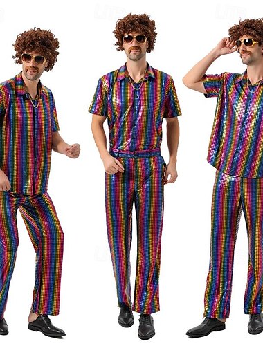  Disco Años 80 Pantalones Accesorios Camisas Disco Hombre Disfraz de carnaval Víspera de Todos los Santos Carnaval Mascarada Rendimiento Fiesta Discoteca Adulto Cima Pantalones