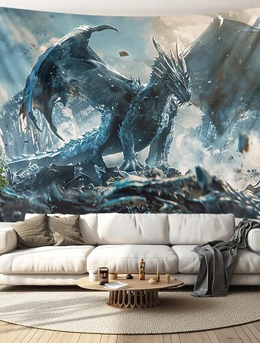  Wilder Drache Wandteppich zum Aufhängen, große Wandteppiche, Wanddekoration, Fotohintergrund, Decke, Vorhang, Heim, Schlafzimmer, Wohnzimmer, Dekoration