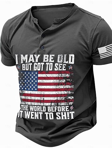  Herren Buchstabe Henley Shirt Raglan-T-Shirt Kurzarm Modisch Designer Brautkleider schlicht Urlaub Täglich Sommer Schwarz Blau Grün Henley Henley T-Shirt