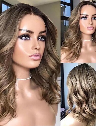  ريمي شعر طبيعي 4x13 إغلاق شعر مستعار قصير بوب شعر برازيلي مموج تمويخ خفيف بني فاتح شعر مستعار 130٪ 150٪ كثافة الشعر مع شعر الطفل قبل التقطه من أجل نسائي طويل شعرة الإنسان الدانتيل الباروكات