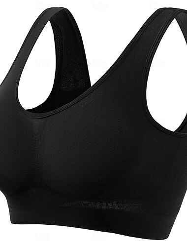  Damen-Oberteil in reiner Farbe, Sport, Basic-Home-Fitnessstudios, Nylon, atmungsaktiv, V-Bügel, ärmelloser BH, Brustpolster, Sommer-Frühlings-Home-Outfits