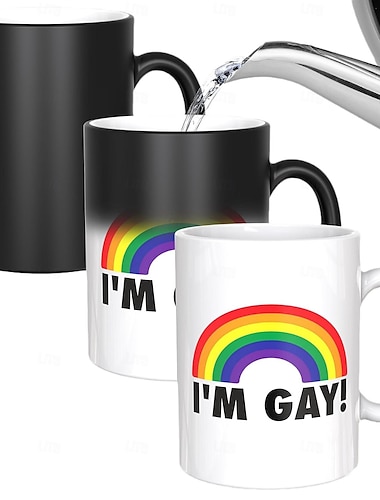 pride magische mok lgbtq gay pride cadeau ik ben homo regenboog warmte veranderende mok - grappige onbeleefde mok - bericht verschijnt terwijl het opwarmt - perfect nieuwigheid grap cadeau