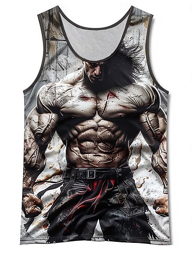  Homens Personagens Respingo de tinta Malha Íntima Top de colete Camiseta Interior Sem Manga Camiseta Impressão 3D Gola Redonda Camisa Moda Designer Para Noite Ginásio Preto Azul Laranja Verão