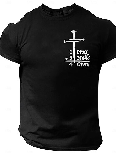  Herren Zitate & Sprüche Kreuz Buchstabendruck T Shirt T-Shirt 100% Baumwolle Kurzarm Grafik Hemd Schwarz Marineblau Dunkelblau Bequemes T-Shirt Straße Sport im Freien Modedesigner-Kleidung