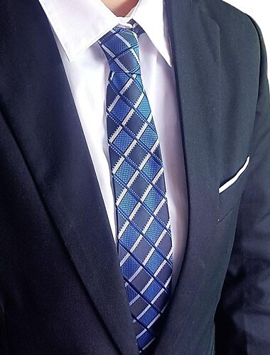  1 stück mann krawatte breite 8cm blau plaid bräutigam trauzeuge krawatte business manager krawatte