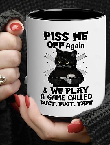  1 stuks keramische koffiemok van 11 oz met zwart kattenontwerp voor thuis en op kantoor - perfect cadeau voor koffieliefhebbers