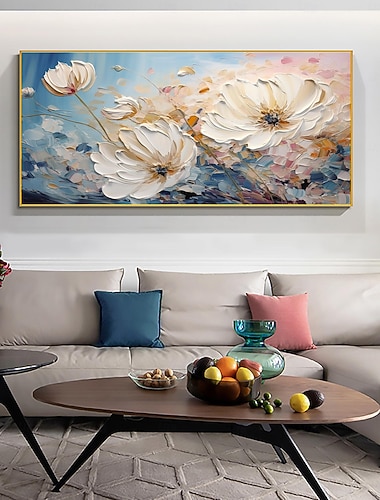  handgemaakte originele bloem olieverf op doek roze muur kunst decor dikke textuur bloesem schilderij voor woondecoratie met uitgerekt frame/zonder binnenframe schilderij