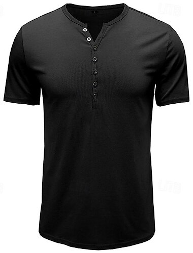 Pánské Tričko s knoflíkem Tričko Tričko Henley Trička Krátký rukáv Henley Jaro léto Bez vzoru Módní Designové Základní Dovolená ulice Jdeme ven Černá Bílá Vodní modrá Top tričko pro muže