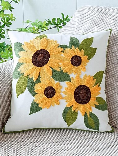  geborduurde decoratieve kussensloop 1 st zachte vierkante kussenhoes kussensloop voor slaapkamer woonkamer slaapbank stoel plant bloemen