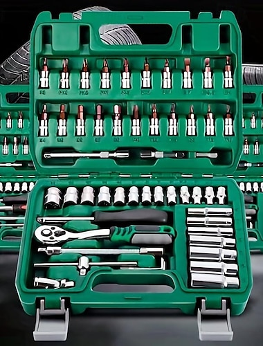 53-Piece Car Repair Toolkit Efficient Durable Tools with Quick Ratchet Wrench - Your DIY Maintenance Companion