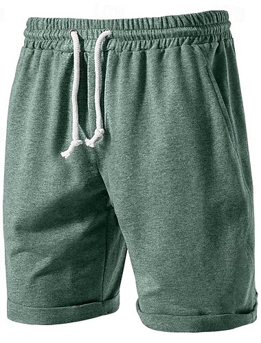  Herren Sweatshorts Kurze Hose Shorts Kurze Hosen Bermudas Kordelzug Elastische Taille Glatt Komfort Sport Knielänge Outdoor Täglich Modisch Strassenmode Schwarz Grün Mikro-elastisch