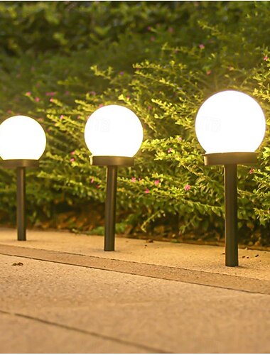  3ks solární cesta zahradní světlo malá bílá koule světlo kulatá koule žárovka světlo led venkovní dekorativní krajina zahrada vila světlo na trávník zemní zástrčka světlo vodotěsné